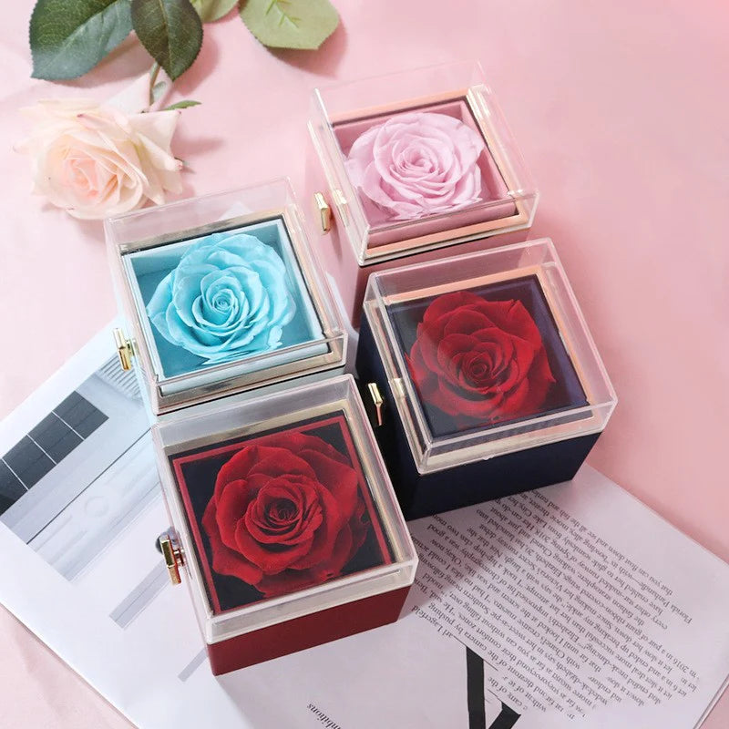 Forever Rose - Rotating Box W/ Customized Love Locket