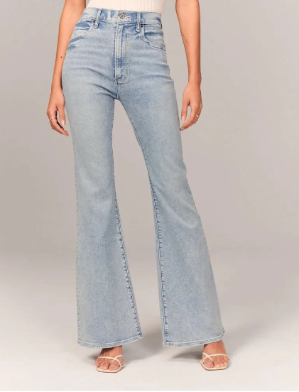 Stretched High Waist Flared Jeans