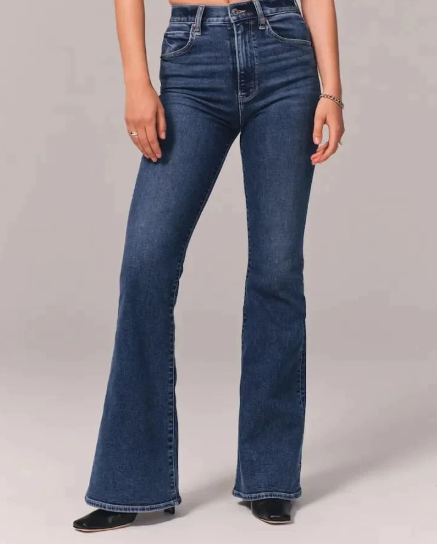 Stretched High Waist Flared Jeans